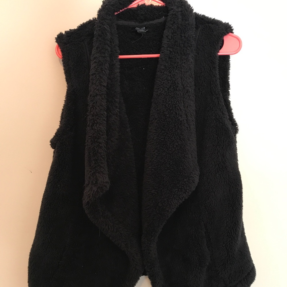 Fuzzy black vest